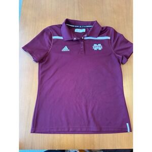 Adidas Mississippi State Bulldogs Polo Shirt‎ Maroon White Stripe Women's M